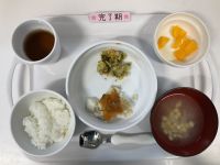 <完了>ごはんかれいの甘酢あんブロッコリーのおかか煮味噌汁オレンジ